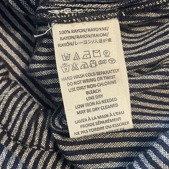 Free People Mixed Stripe Button Top Womens Small Black & Grau Tie Hem Patchwork - Picture 6 of 8